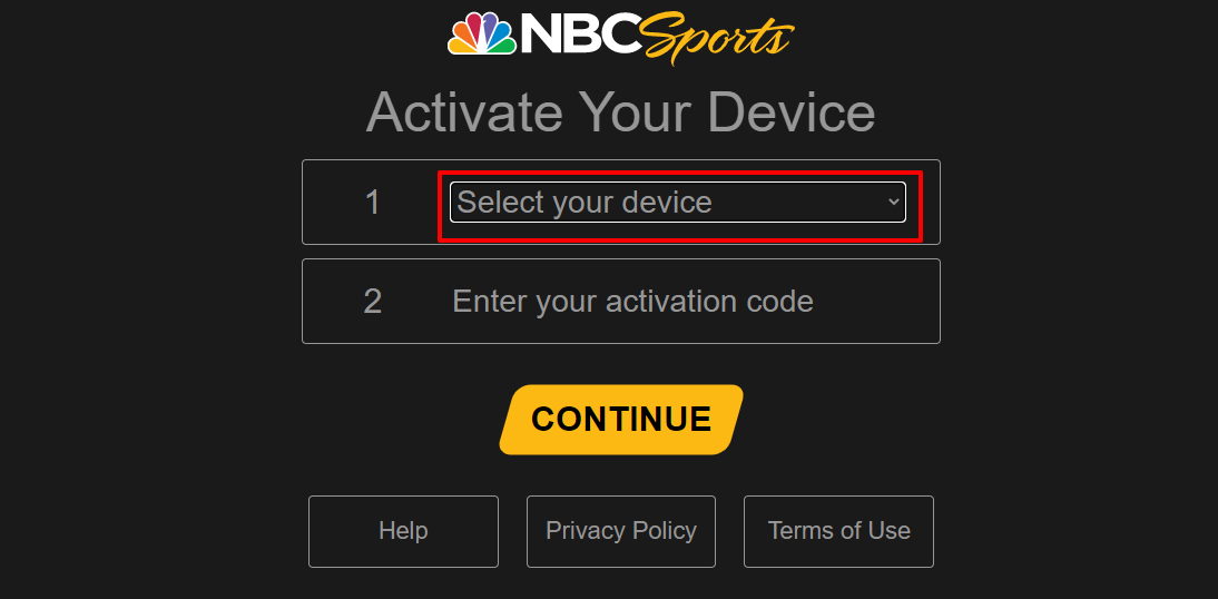 Activate NBC Sports Channel on Smart Device