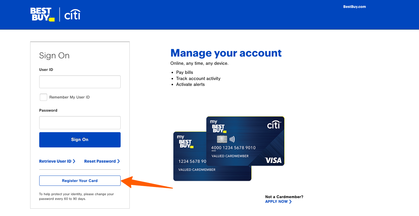 register for Best Buy Card Bill Pay account