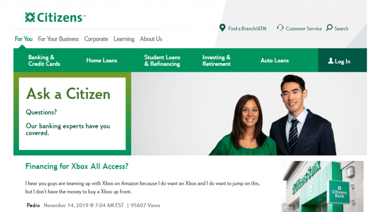 citizens one line of credit xbox credit score